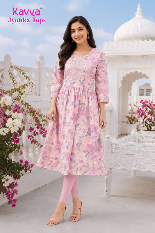 Kaviya Jyotika Umbrella Top – Baby Pink Blossom