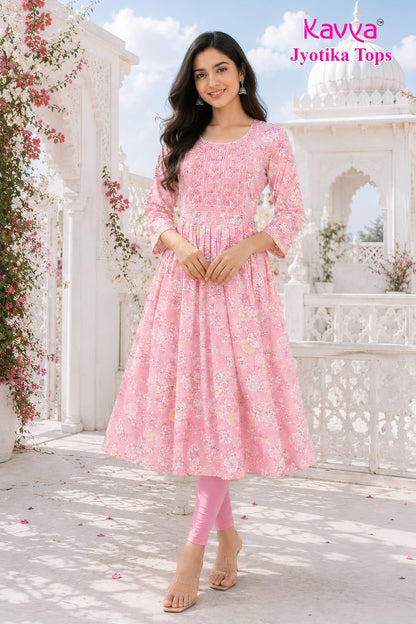Kaviya Jyotika Umbrella Top – Baby Pink Floral Grace